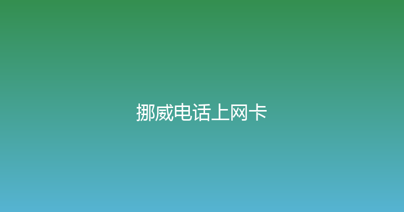 挪威电话上网卡 