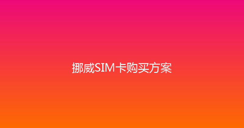 挪威SIM卡购买方案 