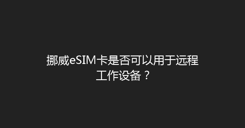 挪威eSIM卡是否可以用于远程工作设备？ 