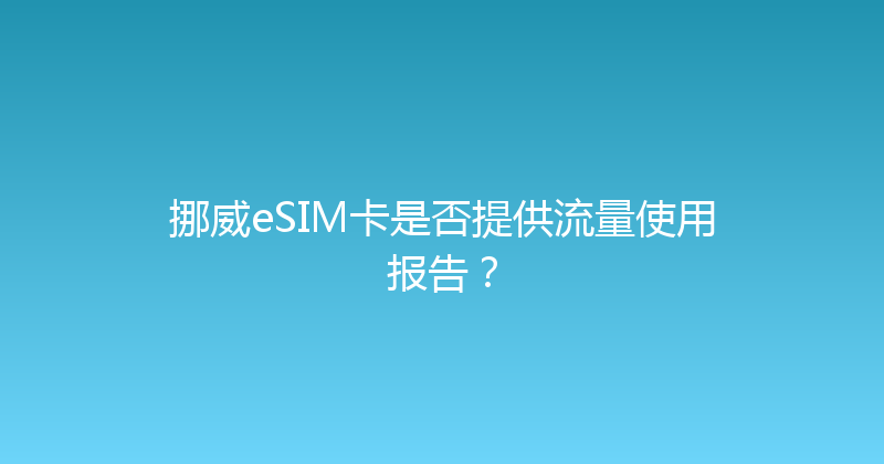 挪威eSIM卡是否提供流量使用报告？ 