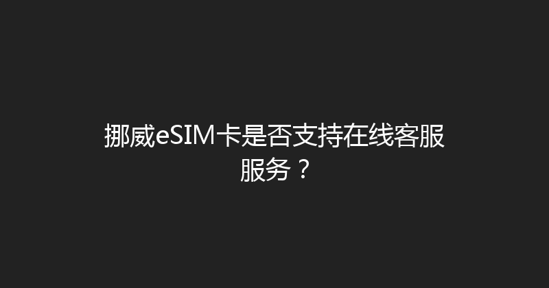 挪威eSIM卡是否支持在线客服服务？ 