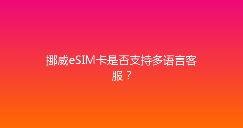 挪威eSIM卡是否支持多语言客服？ 