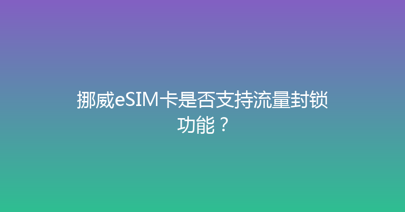挪威eSIM卡是否支持流量封锁功能？ 