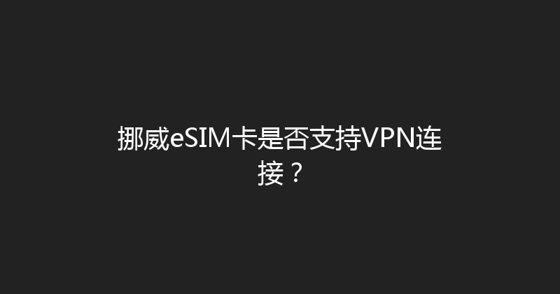 挪威eSIM卡是否支持VPN连接？ 