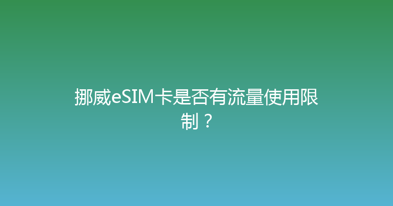 挪威eSIM卡是否有流量使用限制？ 