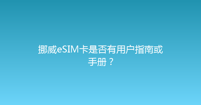 挪威eSIM卡是否有用户指南或手册？ 