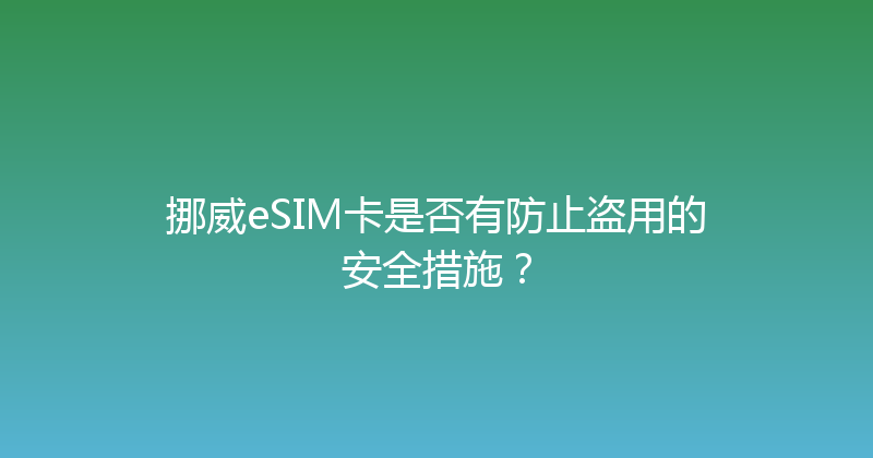 挪威eSIM卡是否有防止盗用的安全措施？ 
