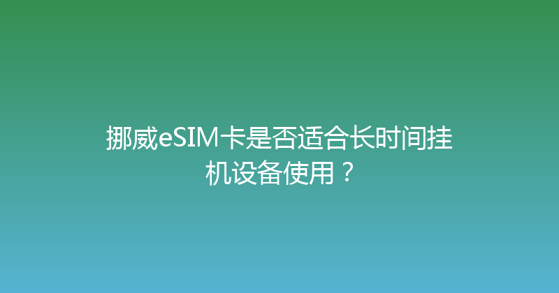 挪威eSIM卡是否适合长时间挂机设备使用？ 