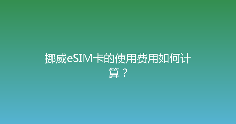 挪威eSIM卡的使用费用如何计算？ 
