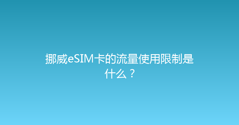 挪威eSIM卡的流量使用限制是什么？ 