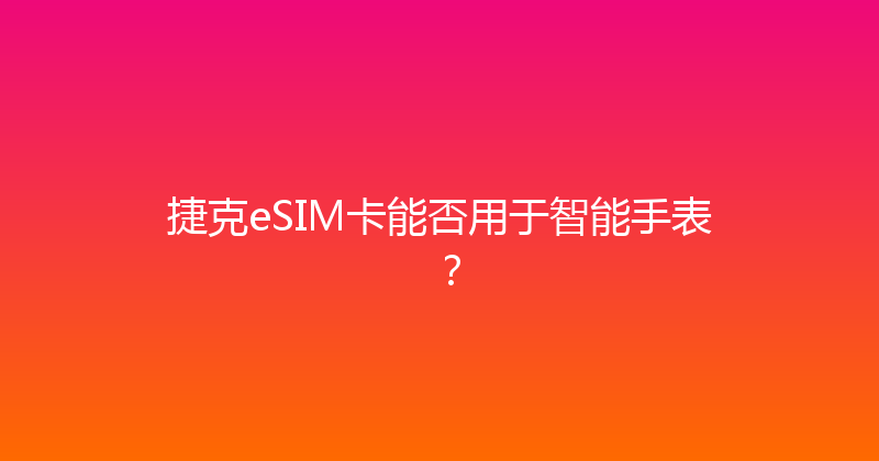 捷克eSIM卡能否用于智能手表？ 
