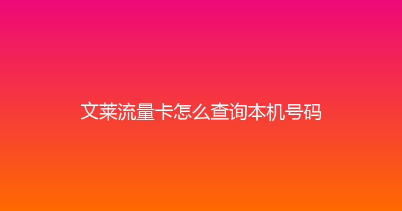 文莱流量卡怎么查询本机号码 