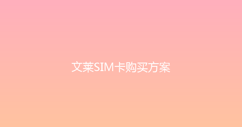 文莱SIM卡购买方案 