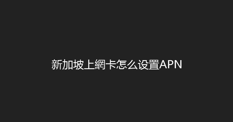 新加坡上網卡怎么设置APN 