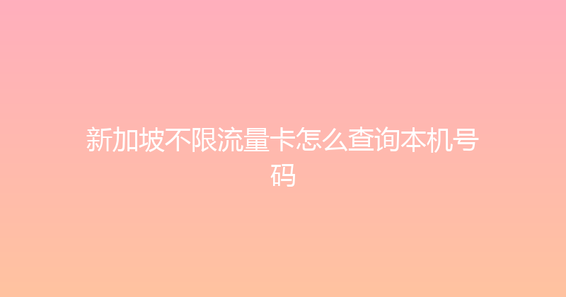 新加坡不限流量卡怎么查询本机号码 