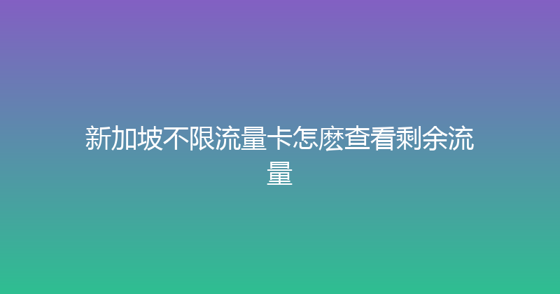 新加坡不限流量卡怎麽查看剩余流量 