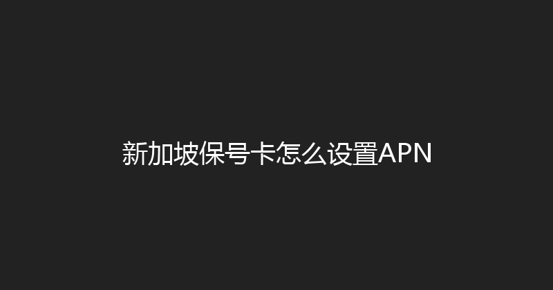 新加坡保号卡怎么设置APN 