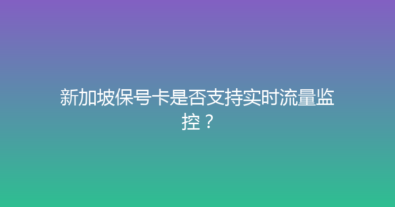 新加坡保号卡是否支持实时流量监控？ 