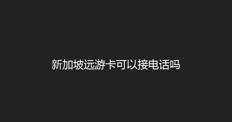 新加坡远游卡可以接电话吗 