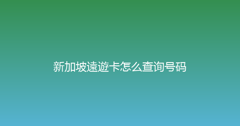 新加坡遠遊卡怎么查询号码 