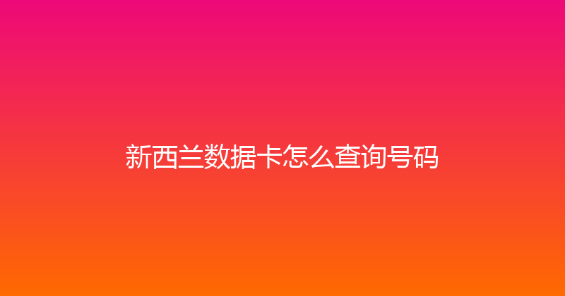 新西兰数据卡怎么查询号码 