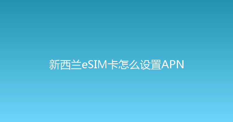 新西兰eSIM卡怎么设置APN 
