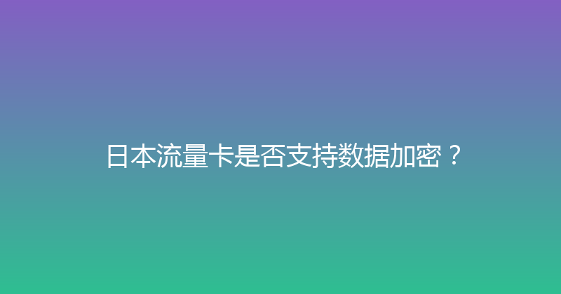 日本流量卡是否支持数据加密？ 