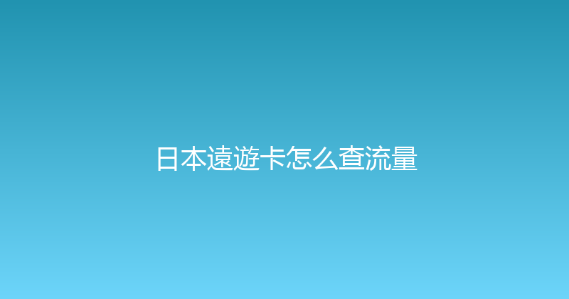 日本遠遊卡怎么查流量 
