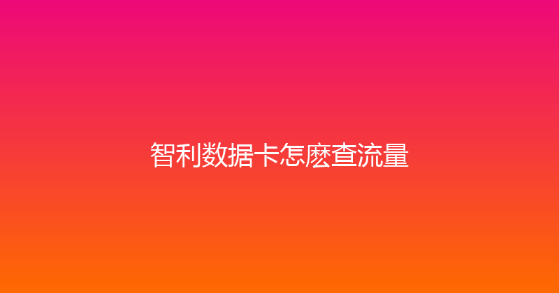 智利数据卡怎麽查流量 