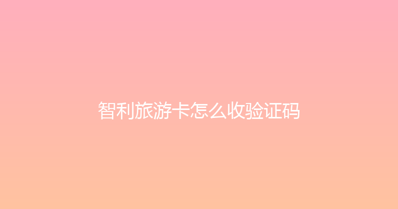 智利旅游卡怎么收验证码 
