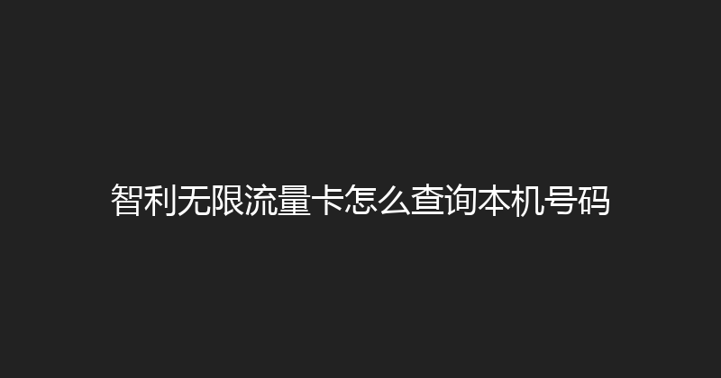 智利无限流量卡怎么查询本机号码 