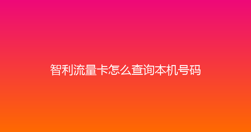 智利流量卡怎么查询本机号码 