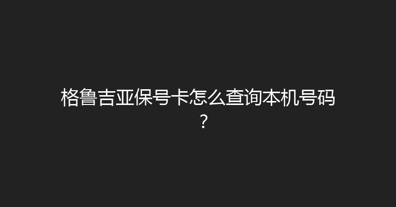格鲁吉亚保号卡怎么查询本机号码？ 