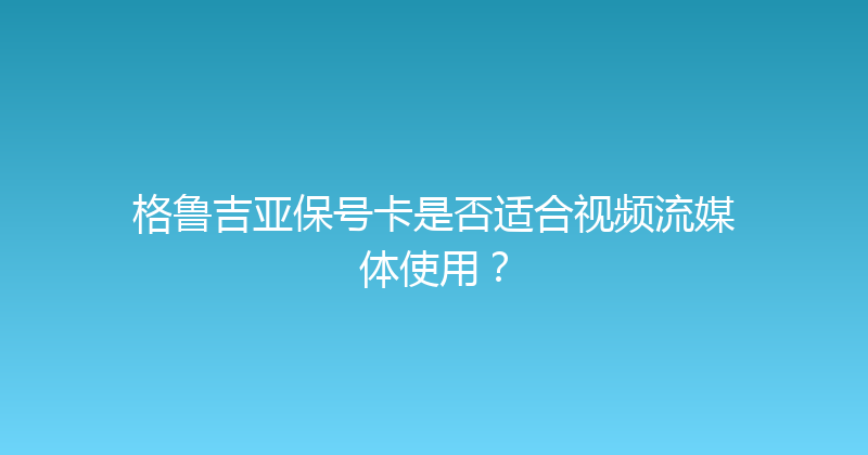 格鲁吉亚保号卡是否适合视频流媒体使用？ 