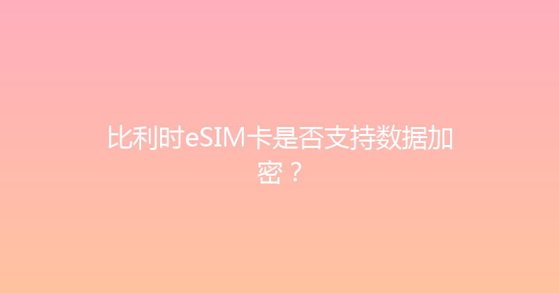比利时eSIM卡是否支持数据加密？ 