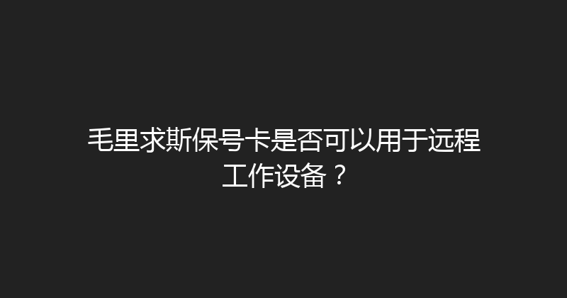 毛里求斯保号卡是否可以用于远程工作设备？ 