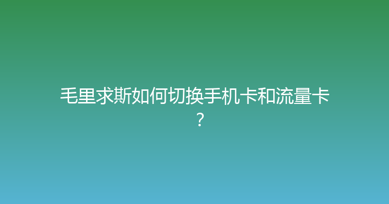 毛里求斯如何切换手机卡和流量卡？ 