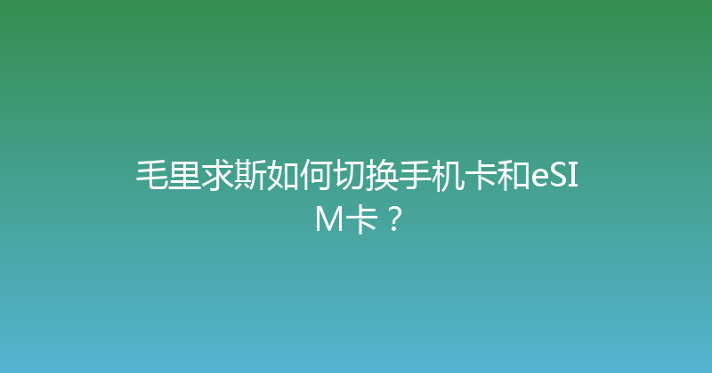 毛里求斯如何切换手机卡和eSIM卡？ 