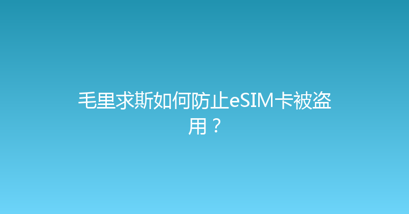 毛里求斯如何防止eSIM卡被盗用？ 