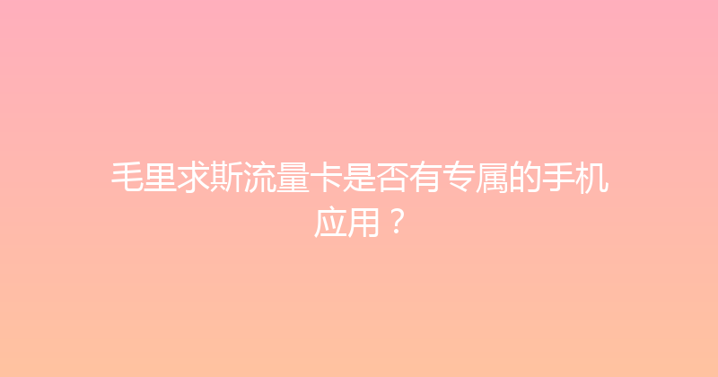 毛里求斯流量卡是否有专属的手机应用？ 