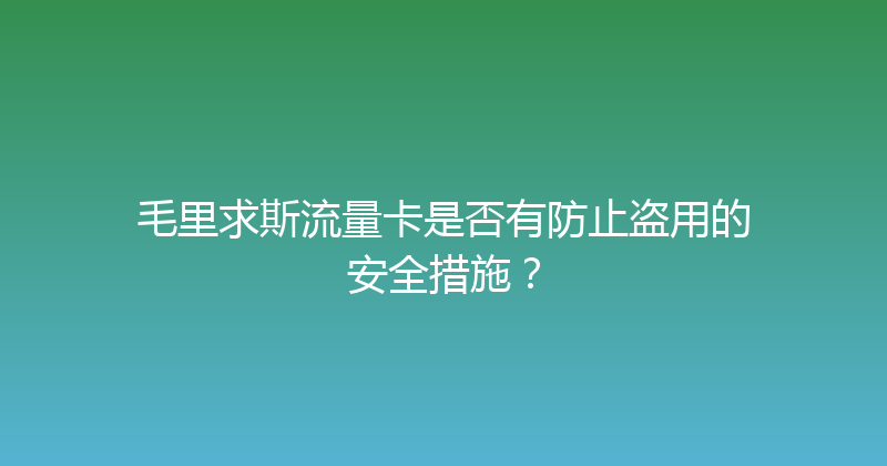 毛里求斯流量卡是否有防止盗用的安全措施？ 