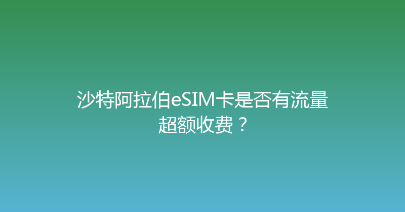 沙特阿拉伯eSIM卡是否有流量超额收费？ 