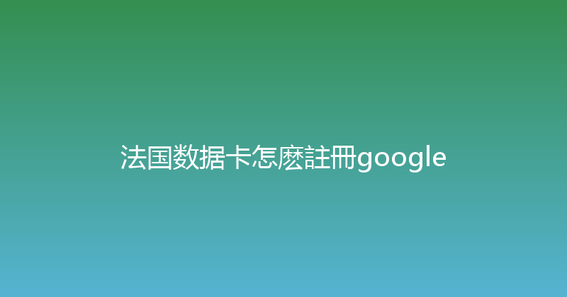 法国数据卡怎麽註冊google 
