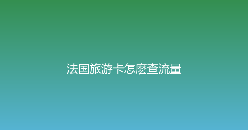 法国旅游卡怎麽查流量 