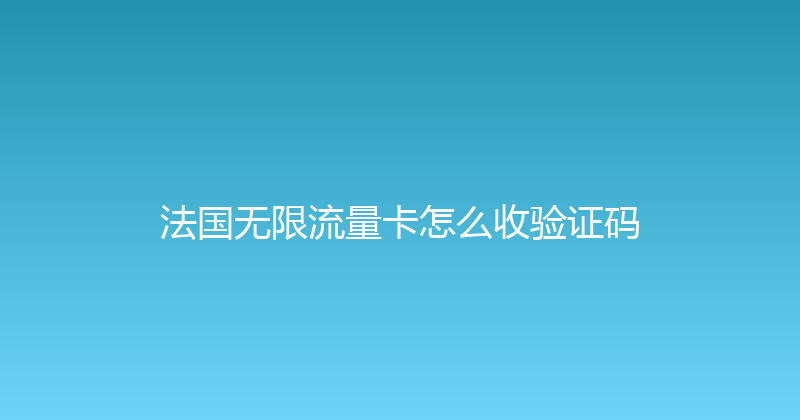 法国无限流量卡怎么收验证码 