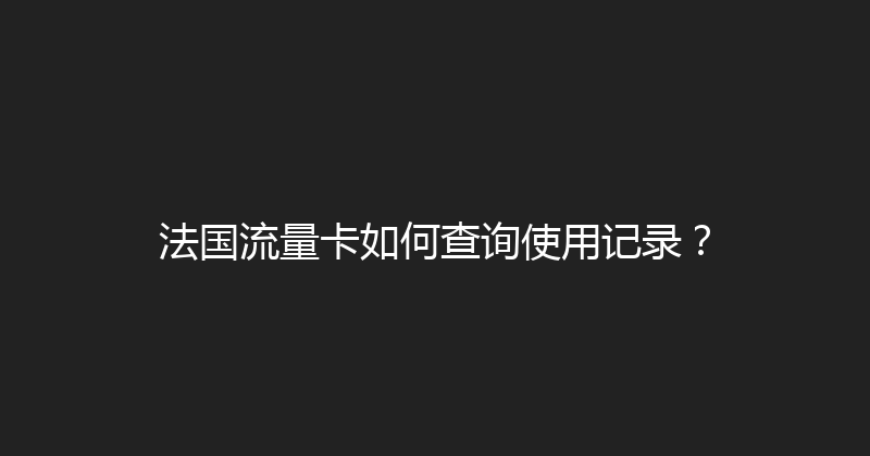法国流量卡如何查询使用记录？ 