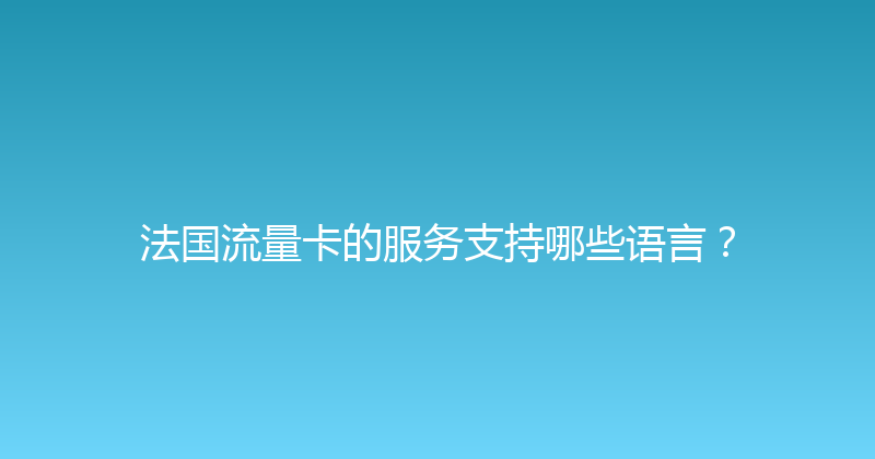 法国流量卡的服务支持哪些语言？ 