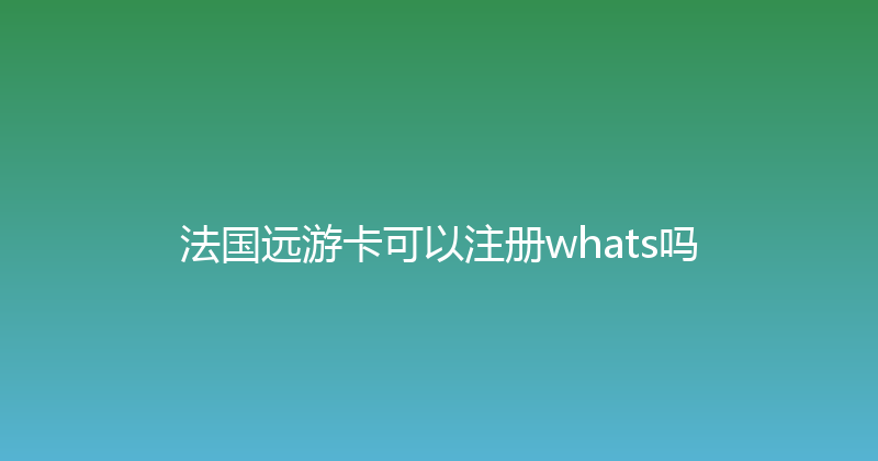 法国远游卡可以注册whats吗 