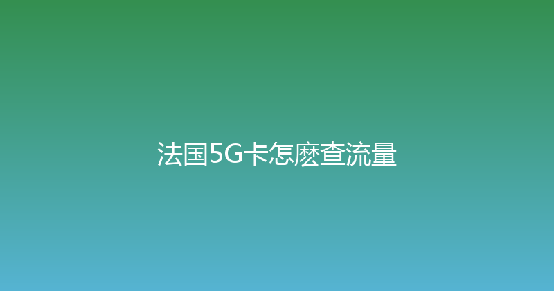 法国5G卡怎麽查流量 