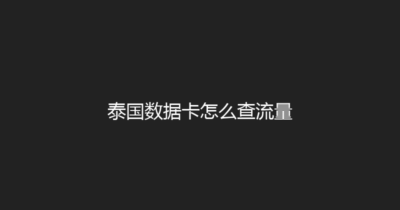 泰国数据卡怎么查流量 